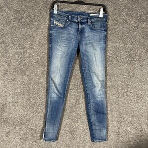 Diesel Jeans Womens 28x32 Blue‎ Skinzee-Low-Zip Skinny Ankle Zip Stretch